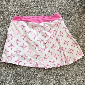 Pink & White Printed Athletic Skort - Girls golf